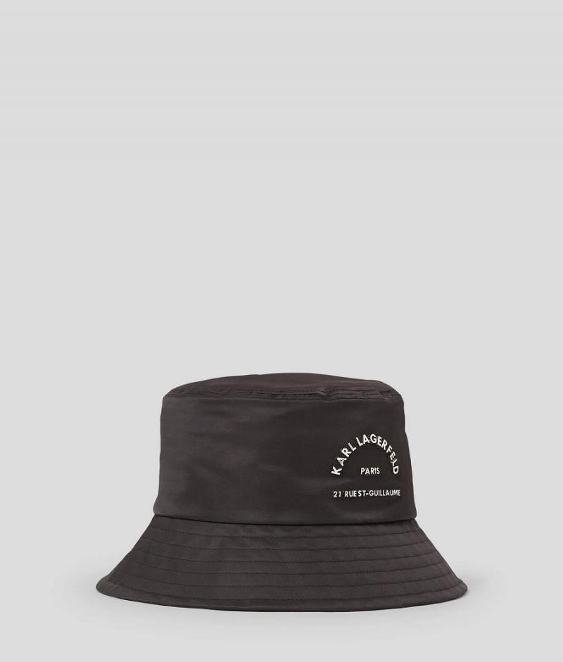 Kapelusz Damskie Karl Lagerfeld RUE ST-GUILLAUME NYLON BUCKET Czarne | PL FM2221