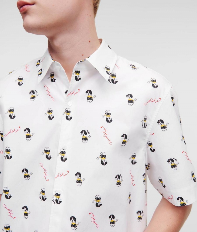 Koszule Męskie Karl Lagerfeld DISNEY x SHORT-SLEEVED Białe | PL HK3715