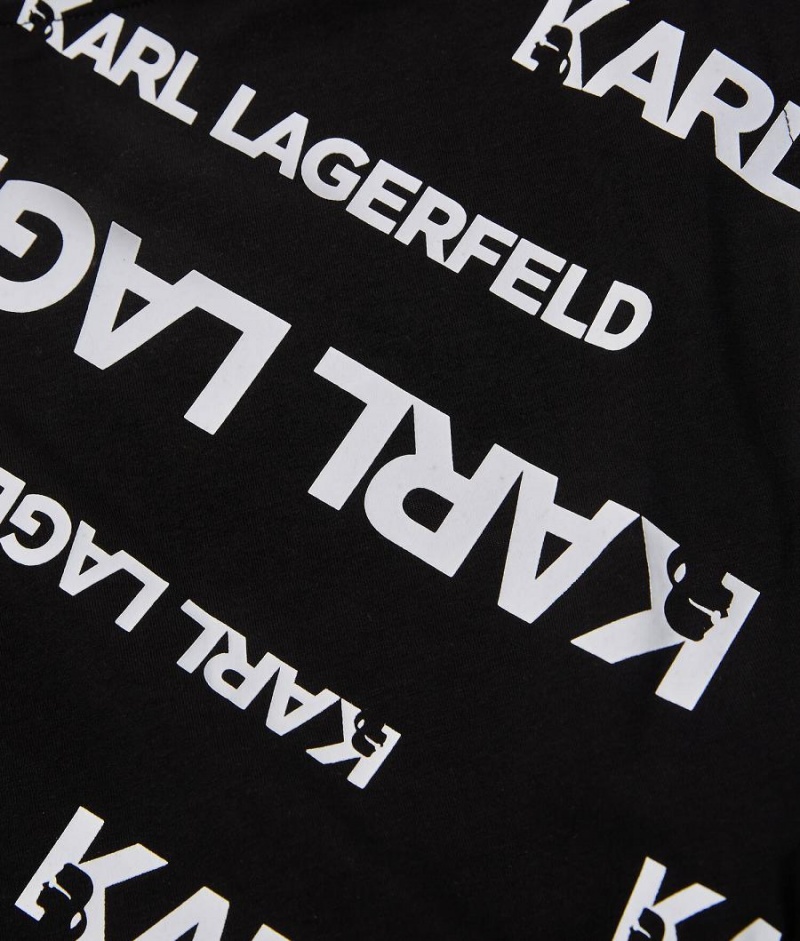 Koszulki Dziecięce Karl Lagerfeld Diagonal Logo Print Czarne Białe | PL RW4065