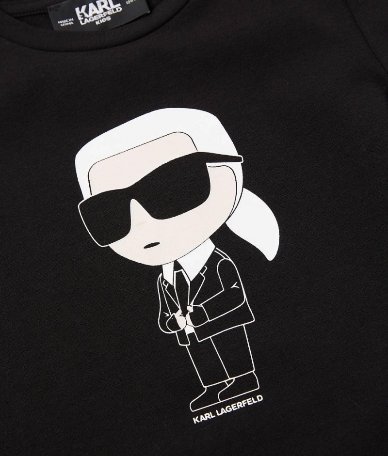 Koszulki Dziecięce Karl Lagerfeld K/IKONIK Czarne | PL PQ4059