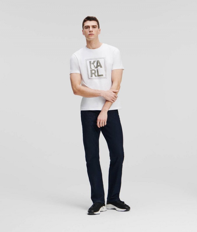 Koszulki Męskie Karl Lagerfeld ATHLEISURE BIG LOGO Białe | PL FM3892