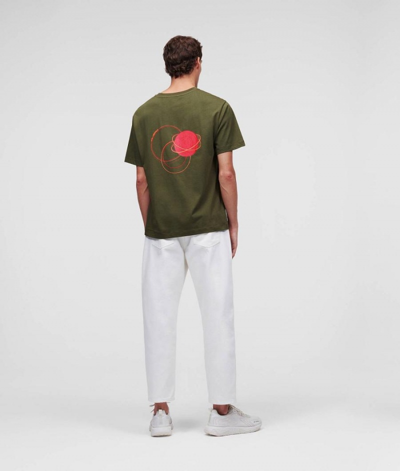 Koszulki Męskie Karl Lagerfeld COSMOS Khaki | PL SO3894