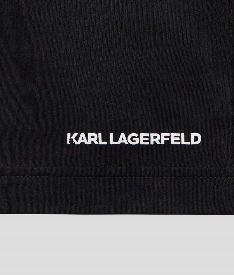 Koszulki Męskie Karl Lagerfeld IKONIK PATCH Czarne | PL RW3884