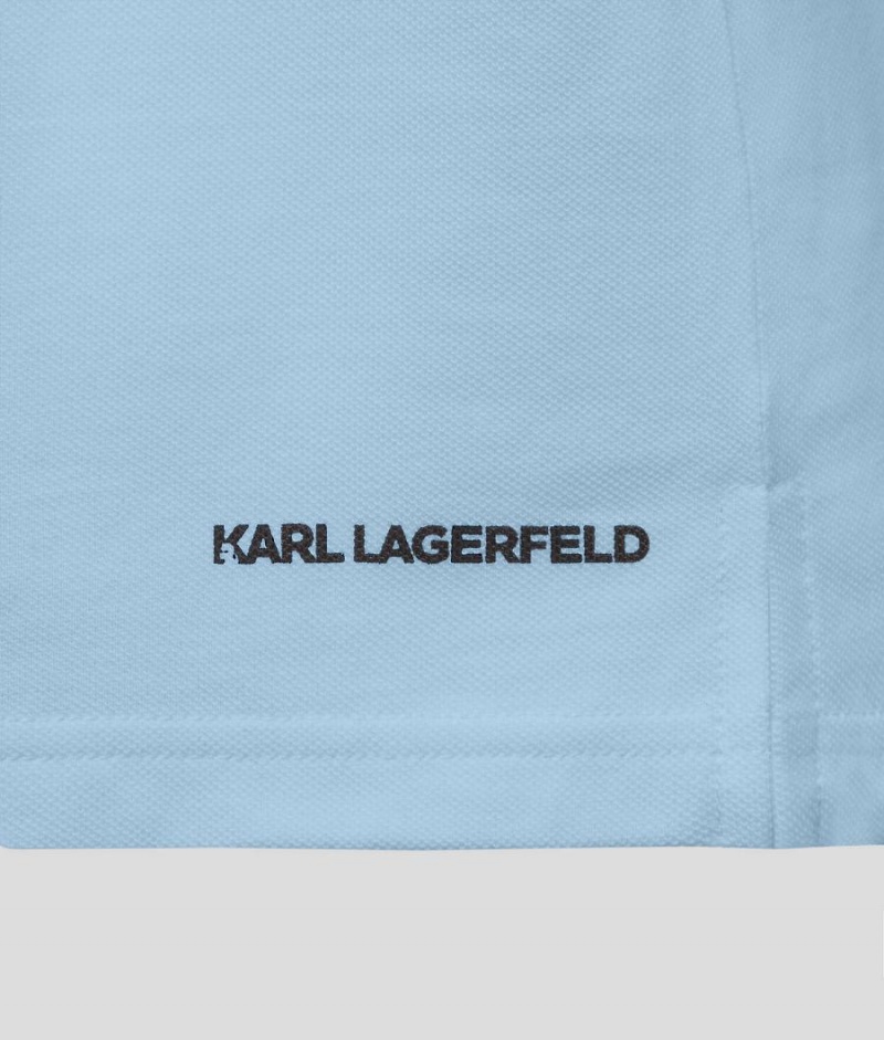 Koszulki Męskie Karl Lagerfeld IKONIK PATCH POLO Niebieskie | PL NB3941