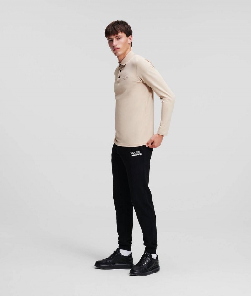 Koszulki Męskie Karl Lagerfeld Long Sleeve Polo Brązowe | PL WY3859