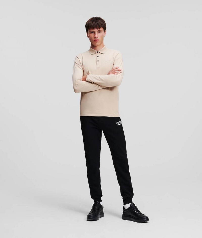 Koszulki Męskie Karl Lagerfeld Long Sleeve Polo Brązowe | PL WY3859