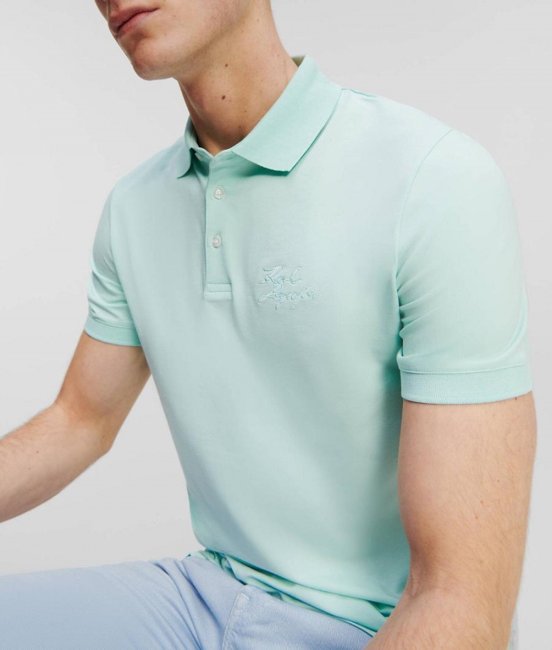 Koszulki Męskie Karl Lagerfeld Tonal Logo Polo Zielone | PL FM3847