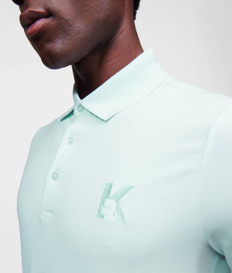 Koszulki Męskie Karl Lagerfeld Tonal Logo Polo Zielone | PL AP3902