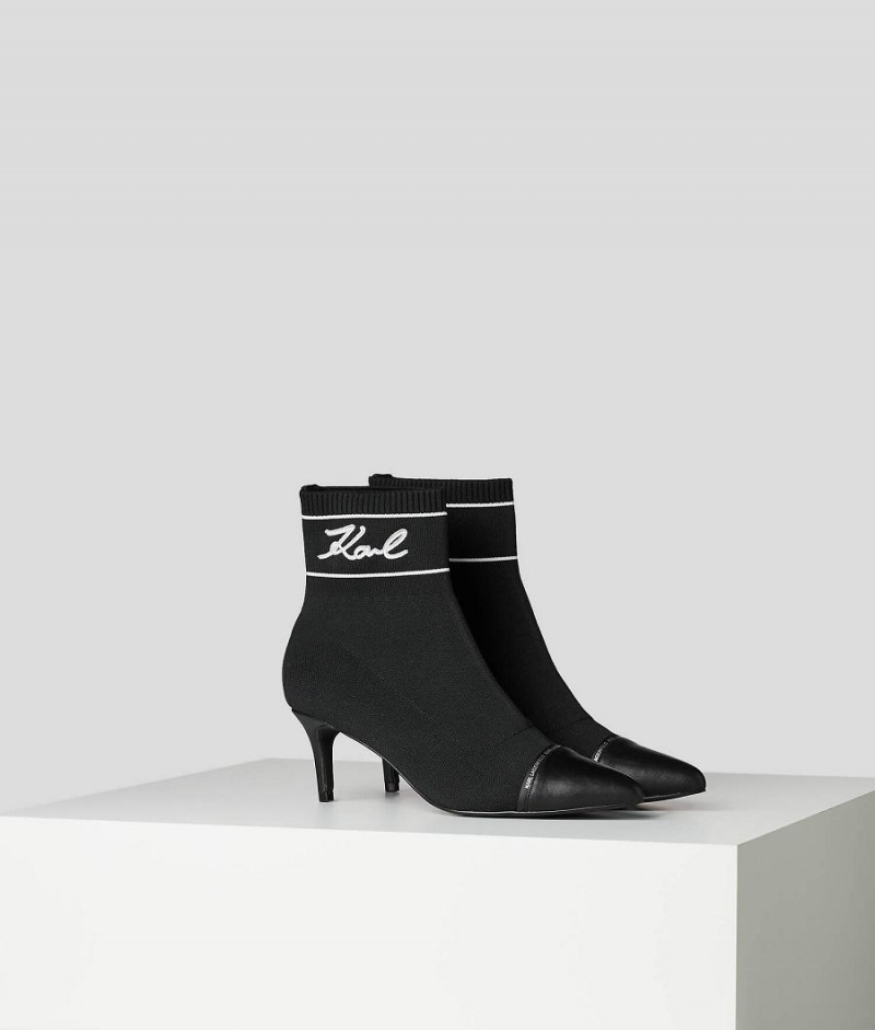 Kozaki Damskie Karl Lagerfeld Pandara Mid Signia Ankle Czarne | PL MA3367