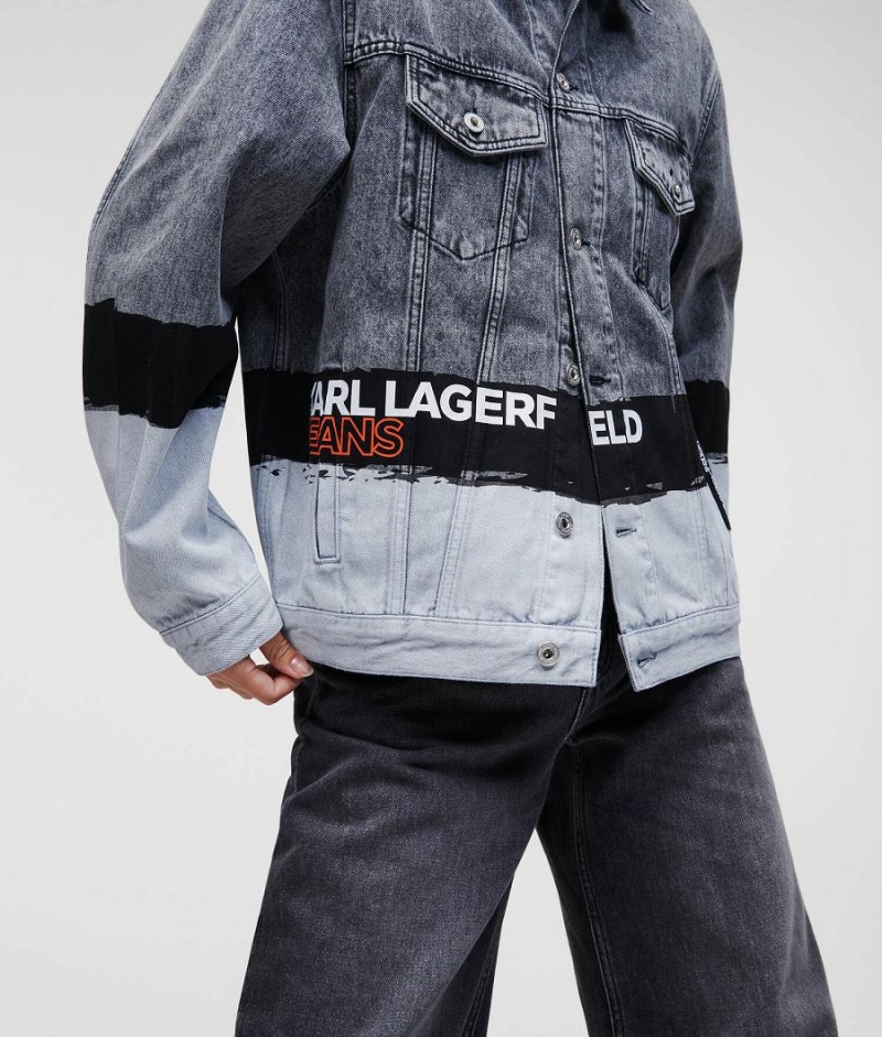 Kurtki Damskie Karl Lagerfeld KLJ PAINT LOGO DENIM Szare | PL EX2991