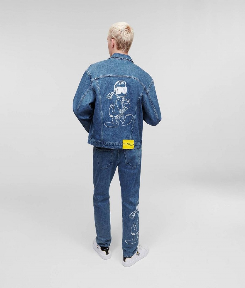 Kurtki Męskie Karl Lagerfeld DISNEY x DENIM Niebieskie | PL FM3562