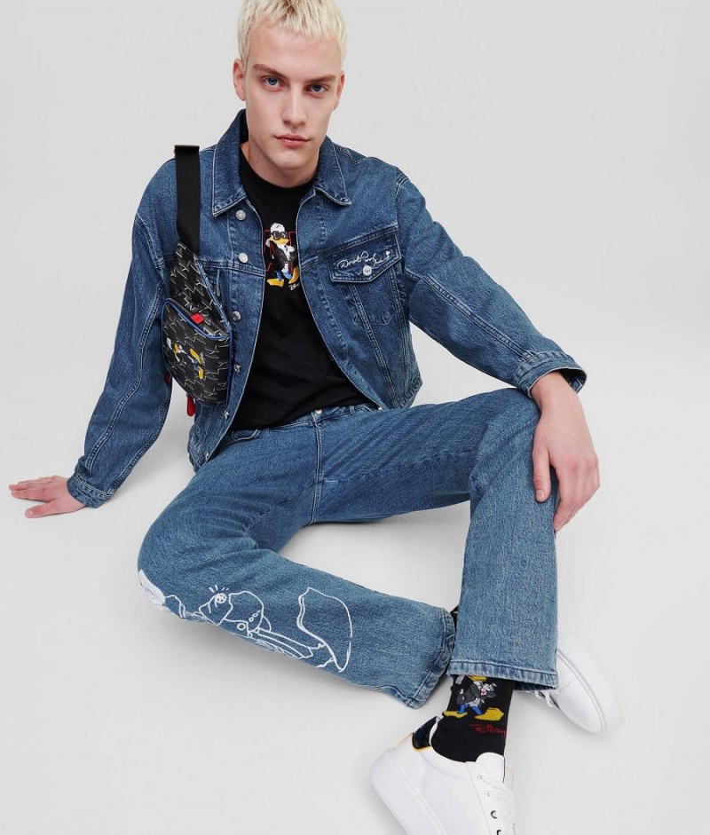 Kurtki Męskie Karl Lagerfeld DISNEY x DENIM Niebieskie | PL FM3562