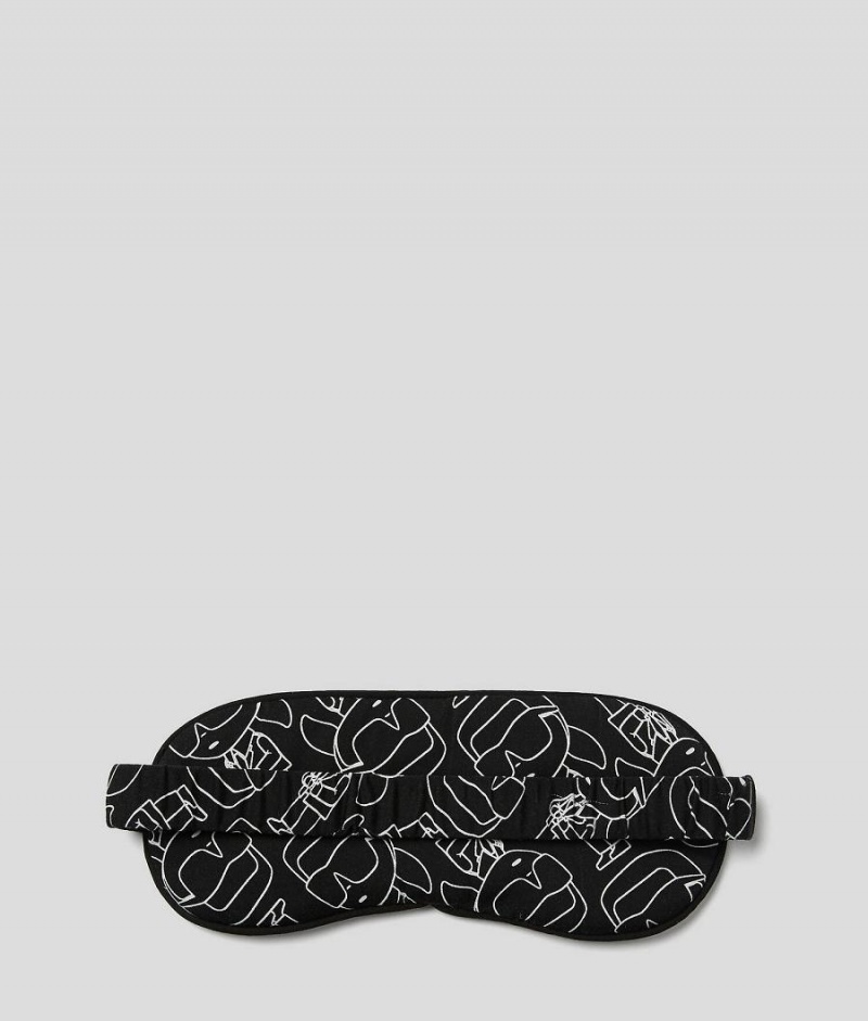 Odzież Domowa Damskie Karl Lagerfeld K/Ikonik Eye Mask Czarne Beżowe | PL FM2909