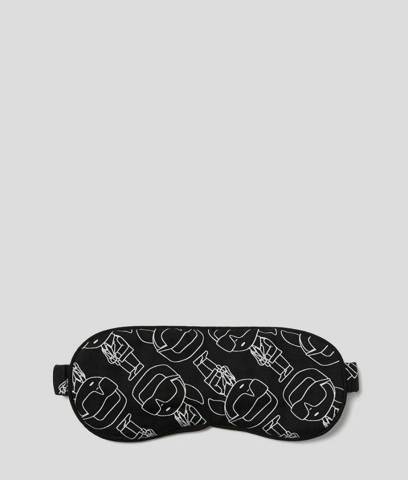 Odzież Domowa Damskie Karl Lagerfeld K/Ikonik Eye Mask Czarne Beżowe | PL FM2909