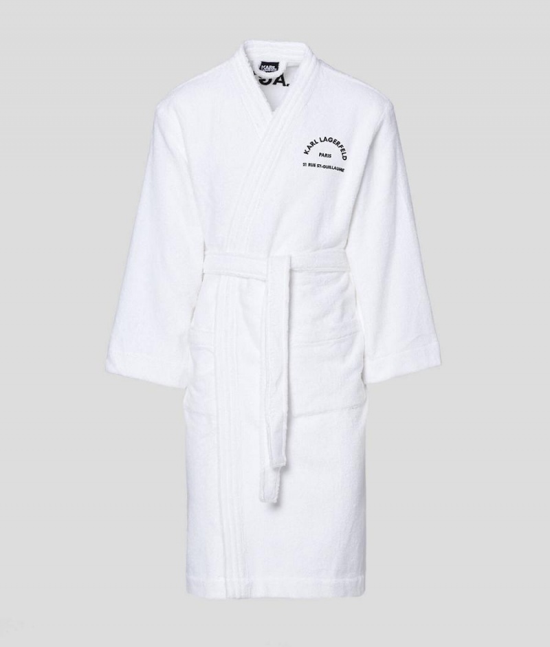 Odzież Domowa Damskie Karl Lagerfeld RUE ST-GUILLAUME BATHROBE Białe | PL BC2898