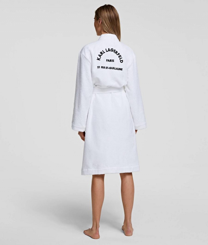 Odzież Domowa Damskie Karl Lagerfeld RUE ST-GUILLAUME BATHROBE Białe | PL BC2898