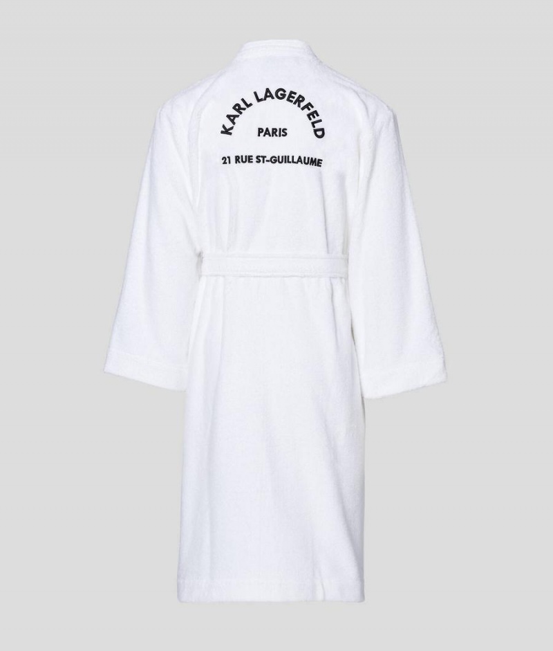 Odzież Domowa Damskie Karl Lagerfeld RUE ST-GUILLAUME BATHROBE Białe | PL BC2898