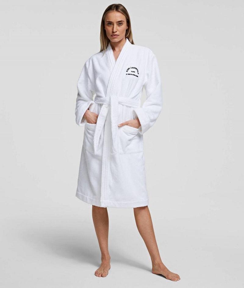 Odzież Domowa Damskie Karl Lagerfeld RUE ST-GUILLAUME BATHROBE Białe | PL BC2898