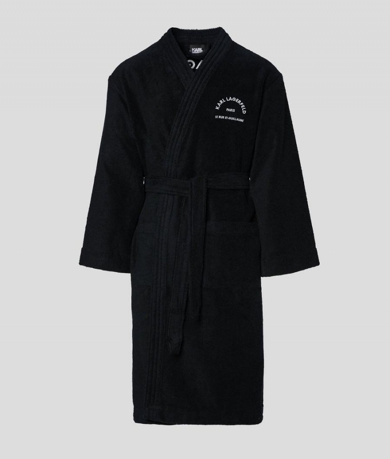 Odzież Domowa Damskie Karl Lagerfeld RUE ST-GUILLAUME BATHROBE Czarne | PL JJ2905