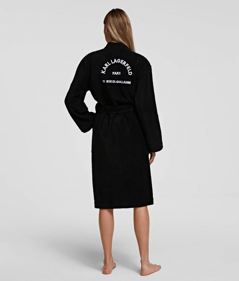 Odzież Domowa Damskie Karl Lagerfeld RUE ST-GUILLAUME BATHROBE Czarne | PL JJ2905