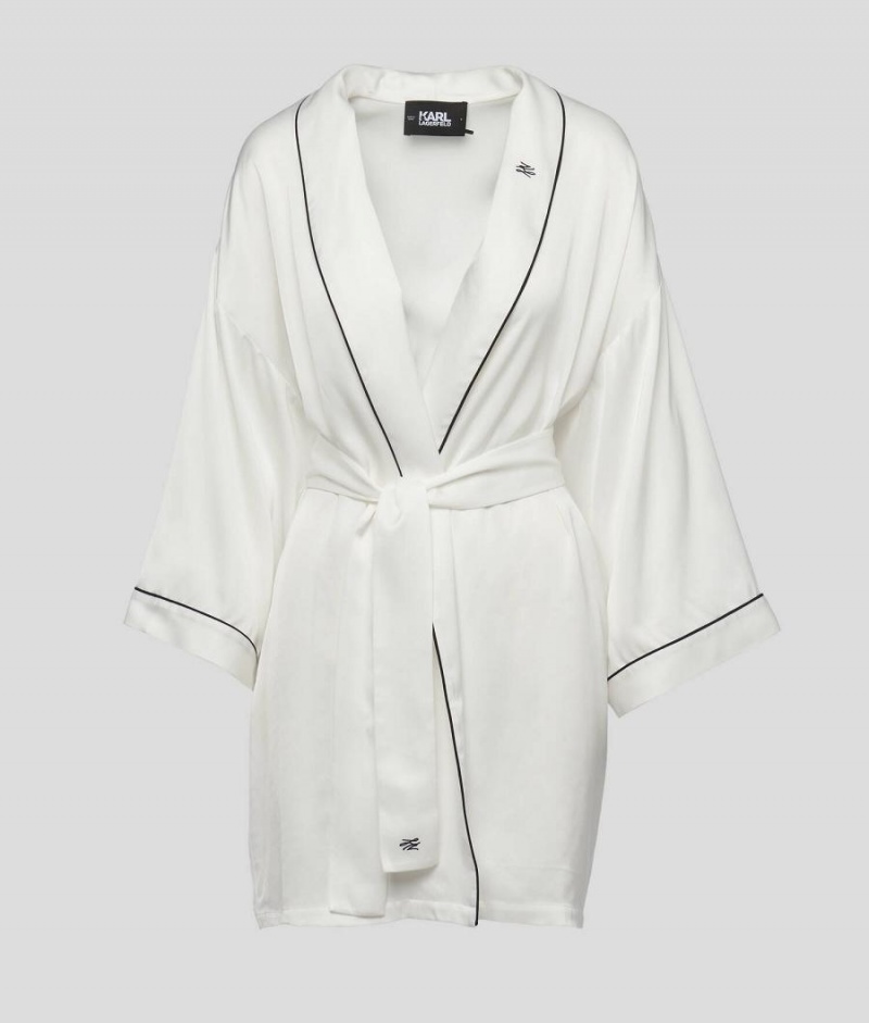 Odzież Domowa Damskie Karl Lagerfeld SATIN KIMONO Białe | PL XF2901