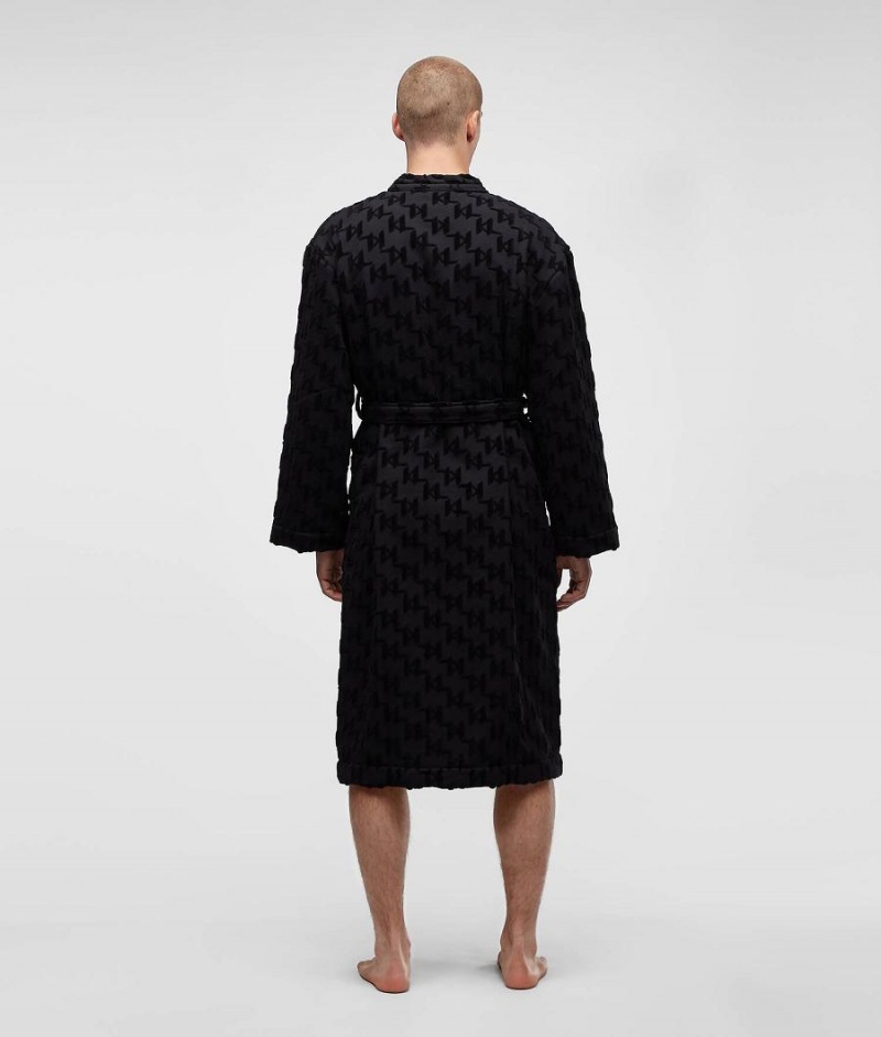 Odzież Domowa Męskie Karl Lagerfeld KL MONOGRAM BATHROBE Czarne | PL IS3645