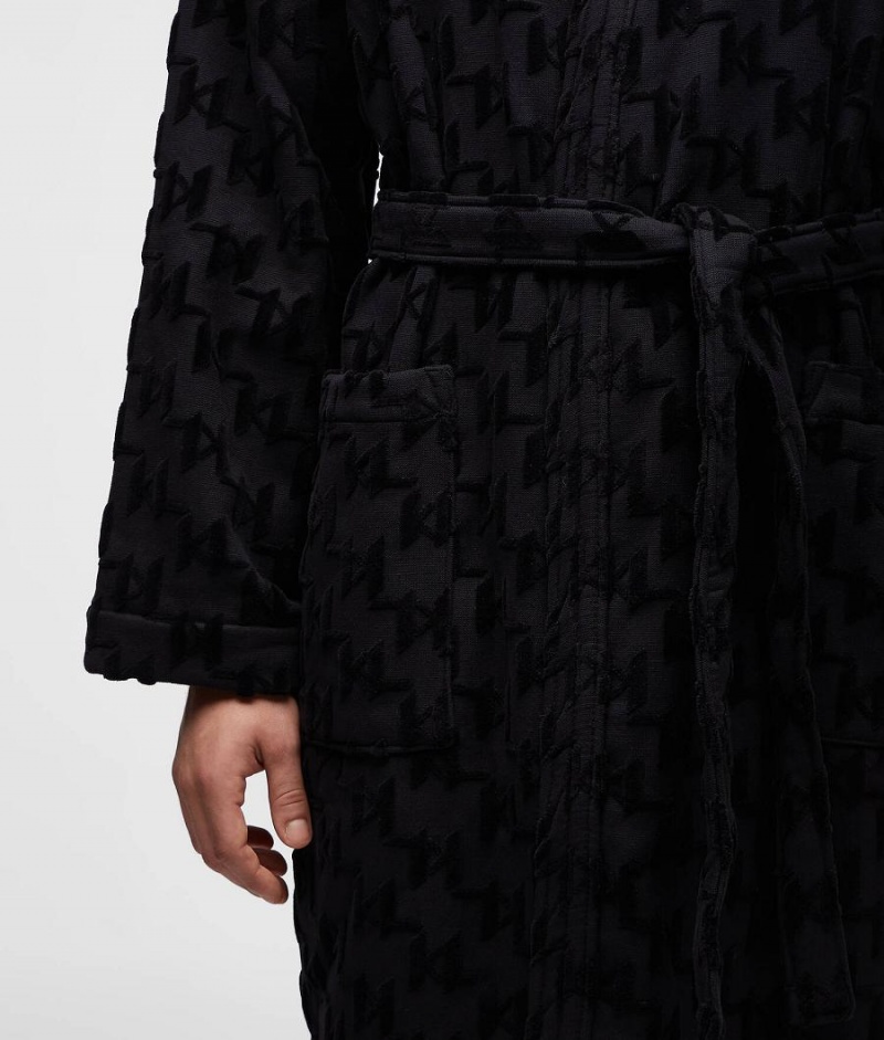 Odzież Domowa Męskie Karl Lagerfeld KL MONOGRAM BATHROBE Czarne | PL IS3645