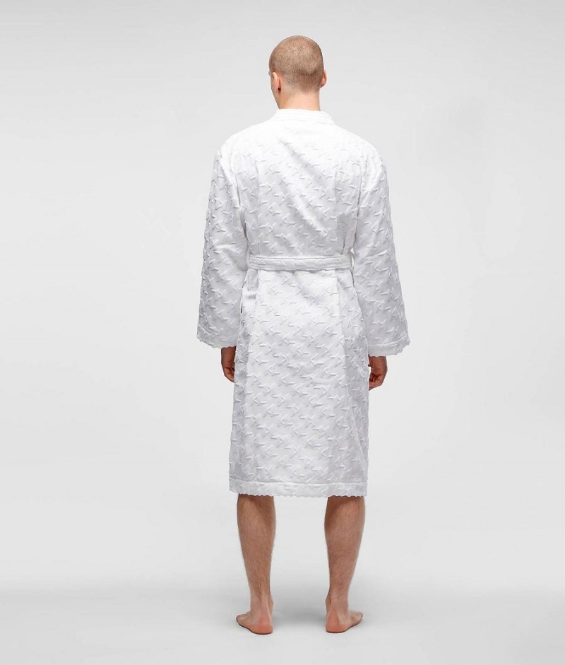 Odzież Domowa Męskie Karl Lagerfeld KL MONOGRAM BATHROBE Białe | PL UT3646