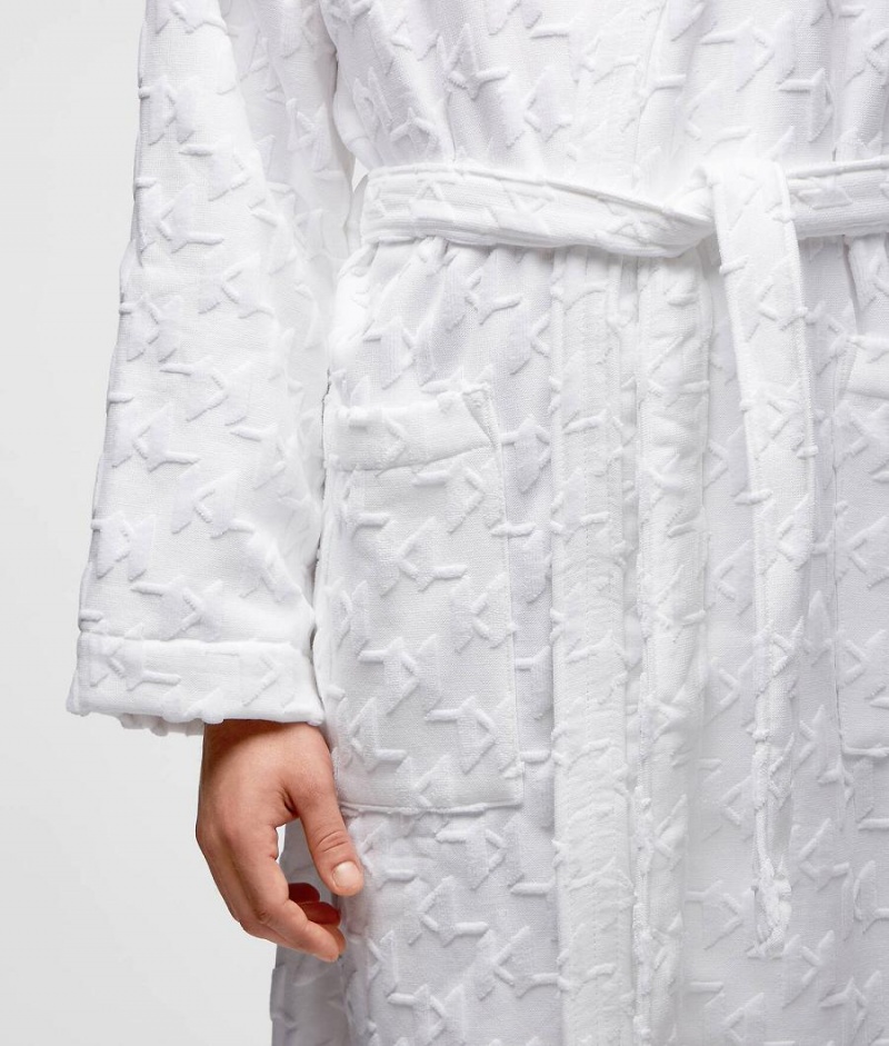 Odzież Domowa Męskie Karl Lagerfeld KL MONOGRAM BATHROBE Białe | PL UT3646