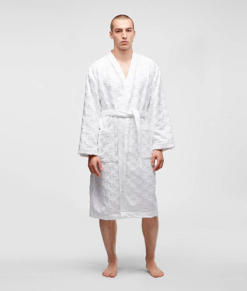 Odzież Domowa Męskie Karl Lagerfeld KL MONOGRAM BATHROBE Białe | PL UT3646