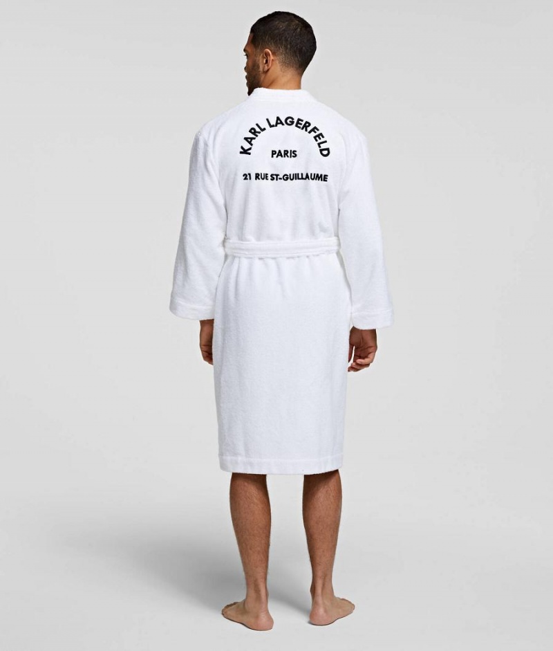 Odzież Domowa Męskie Karl Lagerfeld RUE ST-GUILLAUME BATHROBE Białe | PL GL3638