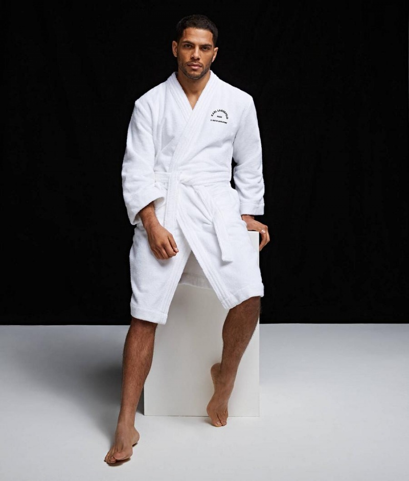 Odzież Domowa Męskie Karl Lagerfeld RUE ST-GUILLAUME BATHROBE Białe | PL GL3638