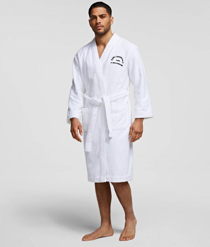 Odzież Domowa Męskie Karl Lagerfeld RUE ST-GUILLAUME BATHROBE Białe | PL GL3638