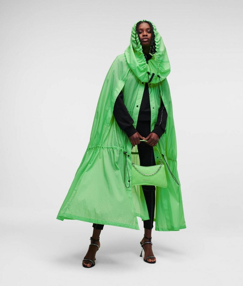 Płaszcze Damskie Karl Lagerfeld VOLUMINOUS RAINCOAT HANDPICKED BY HUN KIM Zielone | PL RW3105