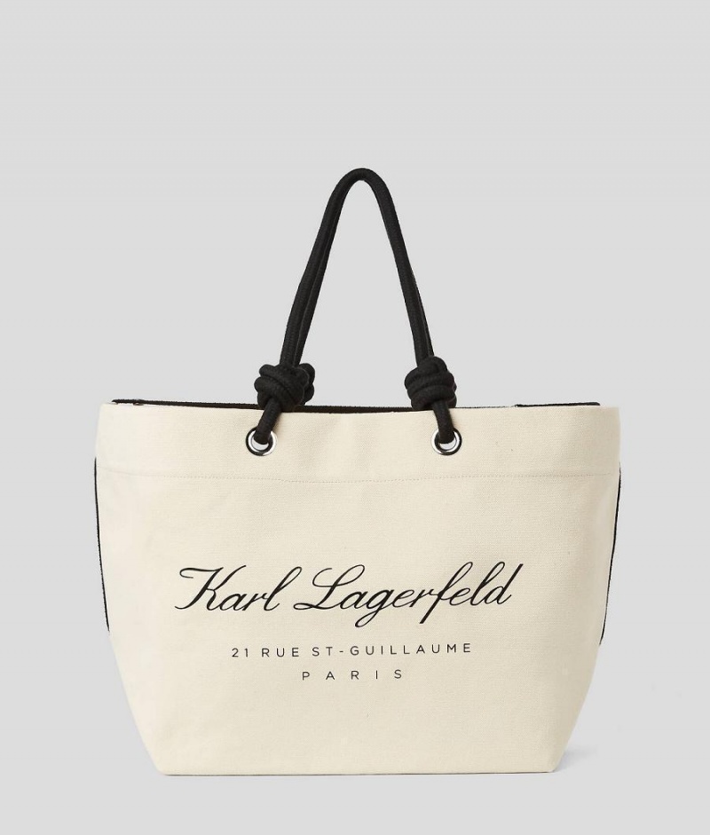 Plecaki Damskie Karl Lagerfeld HOTEL BEACH TOTE Beżowe | PL WY3276