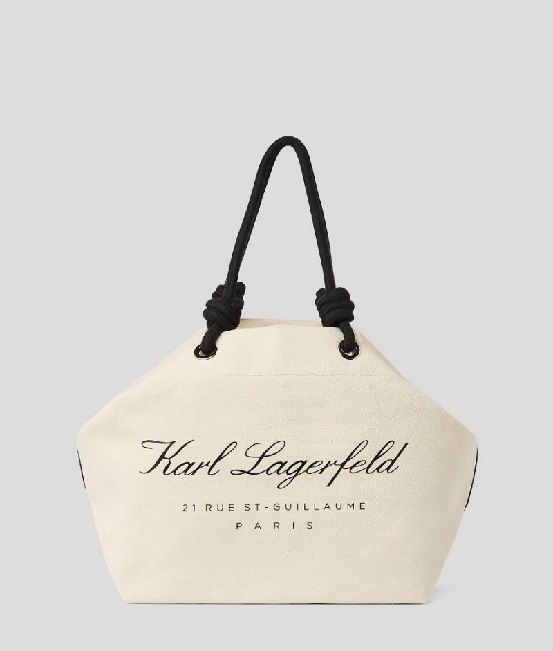 Plecaki Damskie Karl Lagerfeld HOTEL BEACH TOTE Beżowe | PL WY3276