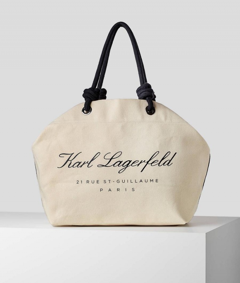 Plecaki Damskie Karl Lagerfeld HOTEL BEACH TOTE Beżowe | PL WY3276