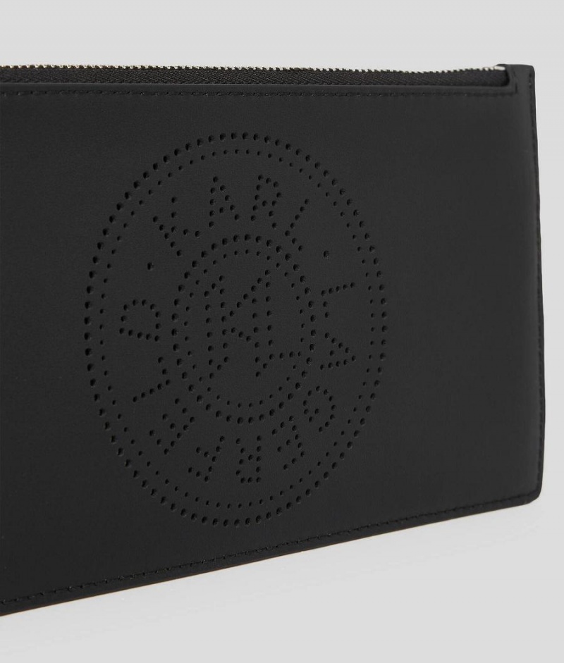 Plecaki Damskie Karl Lagerfeld K/CIRCLE PERFORATED LOGO POUCH Czarne | PL NB2024