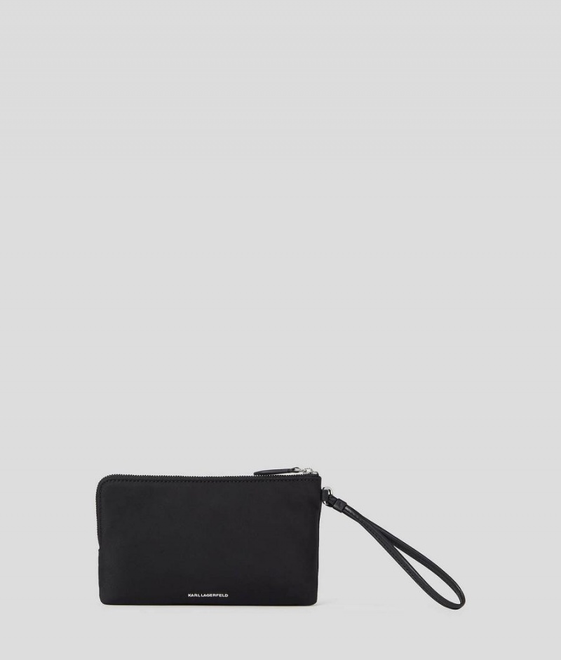 Plecaki Damskie Karl Lagerfeld K/IKONIK NYLON DOUBLE POUCH Czarne | PL OR2034