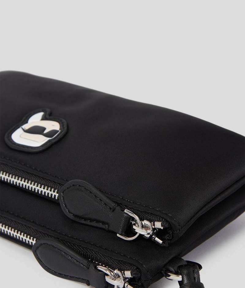 Plecaki Damskie Karl Lagerfeld K/IKONIK NYLON DOUBLE POUCH Czarne | PL OR2034