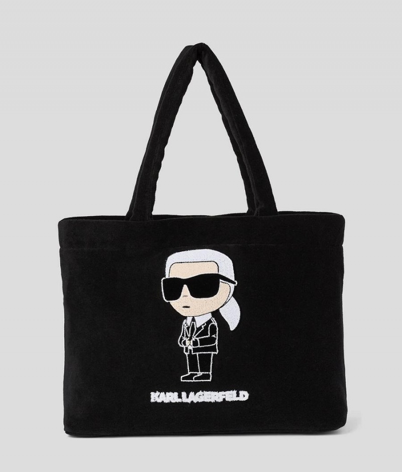 Plecaki Damskie Karl Lagerfeld K/Ikonik Beach Terry Tote Czarne | PL TV3273