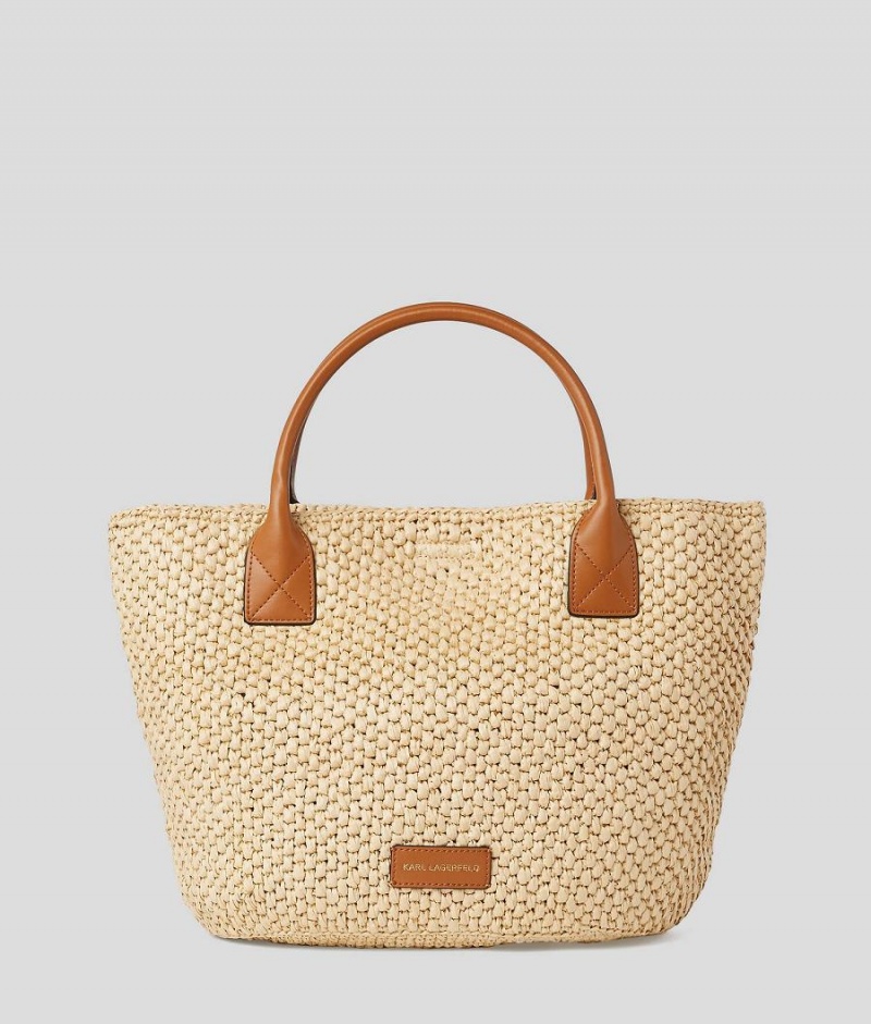 Plecaki Damskie Karl Lagerfeld K/SIGNATURE LARGE BEACH BASKET Beżowe | PL EX3275