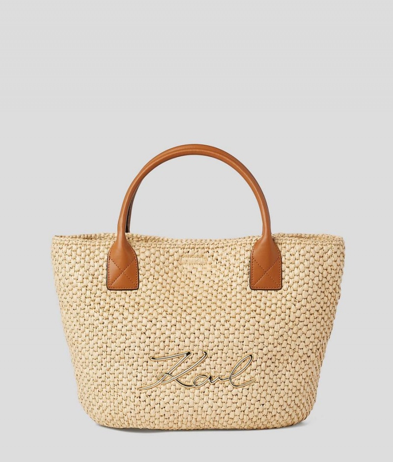 Plecaki Damskie Karl Lagerfeld K/SIGNATURE LARGE BEACH BASKET Beżowe | PL EX3275