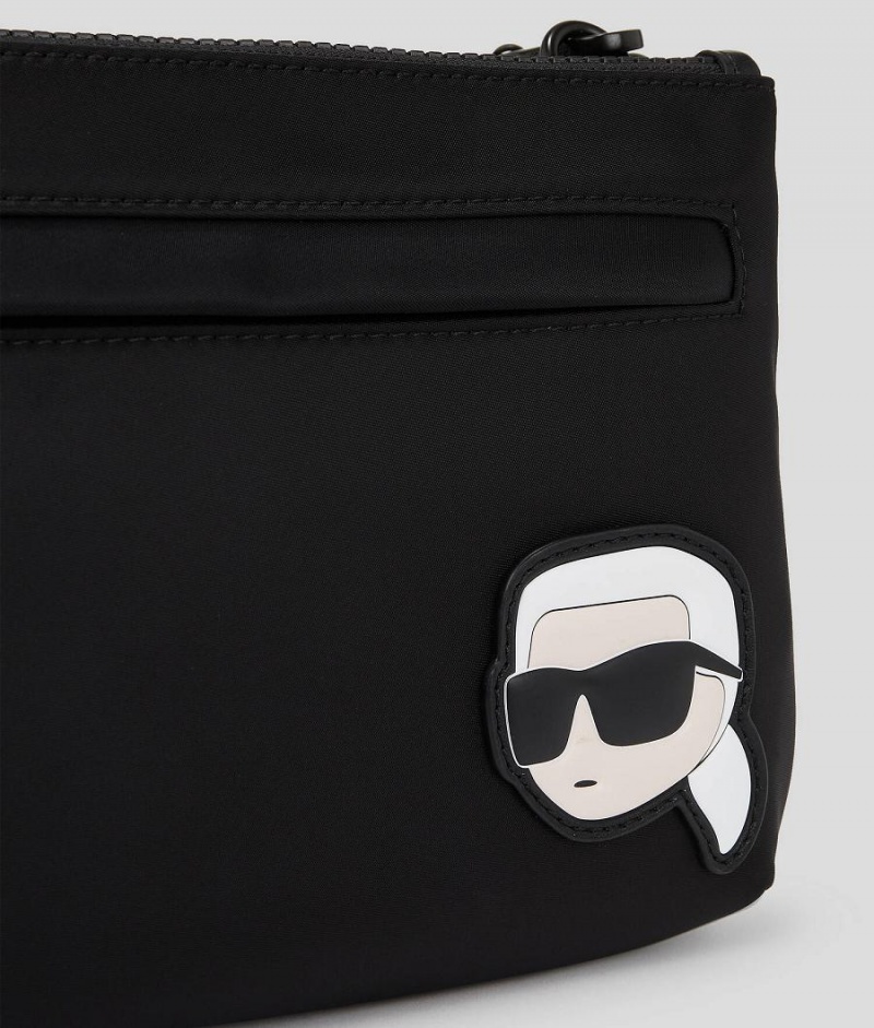 Plecaki Męskie Karl Lagerfeld K/IKONIK NYLON TWIN POUCH CROSSBODY Czarne | PL BC3395