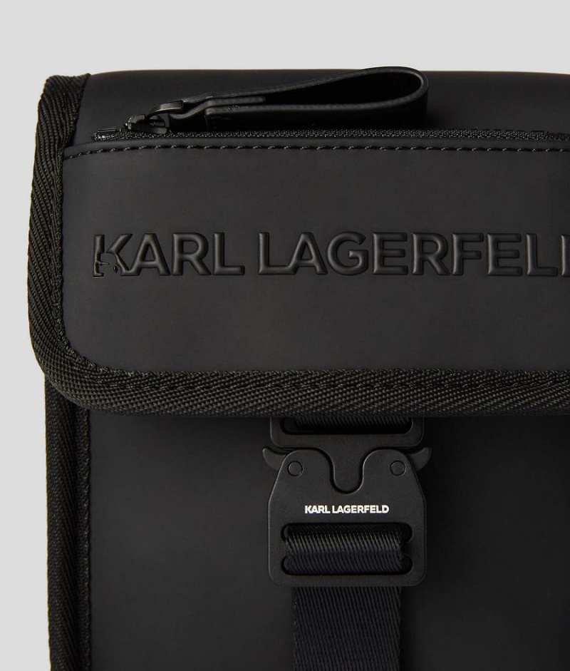 Plecaki Męskie Karl Lagerfeld K/KOVER CROSSBODY Czarne | PL IS3385