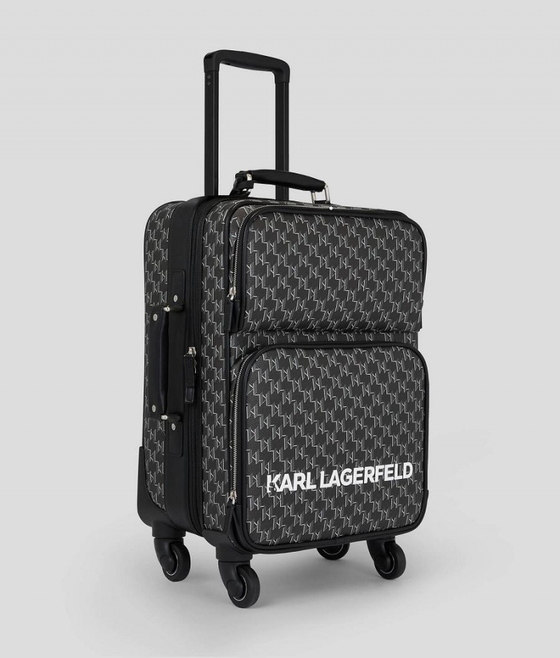 Plecaki Męskie Karl Lagerfeld K/MONOGRAM KLASSIK TROLLEY CASE Czarne | PL NB3394