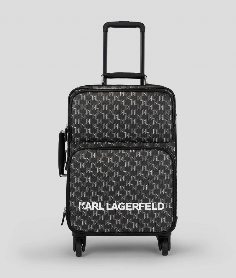 Plecaki Męskie Karl Lagerfeld K/MONOGRAM KLASSIK TROLLEY CASE Czarne | PL NB3394