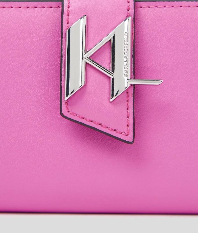 Portfel Damskie Karl Lagerfeld K/SADDLE MEDIUM BI-FOLD Różowe | PL YU2057