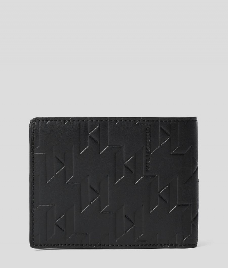 Portfel Męskie Karl Lagerfeld K/LOOM LEATHER BI-FOLD Czarne | PL WY3495