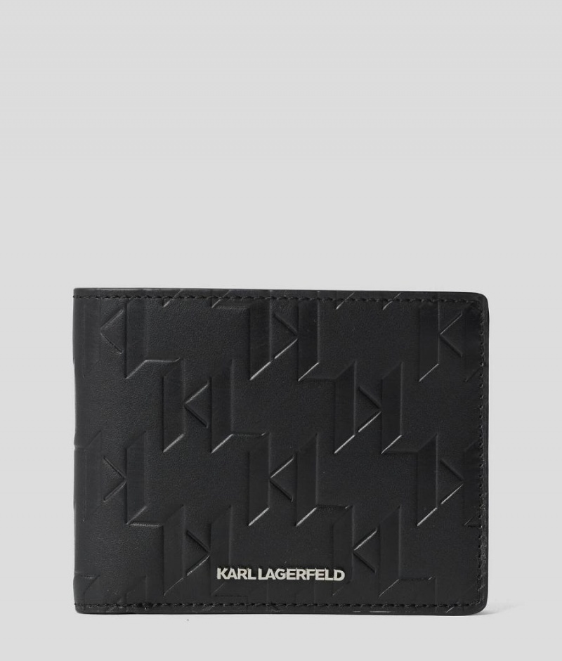 Portfel Męskie Karl Lagerfeld K/LOOM LEATHER BI-FOLD Czarne | PL WY3495